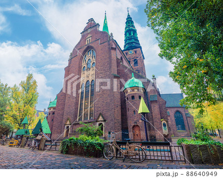 The Nikolaj Contemporary Art Center which occupies the former St. Nicholas Church and playground at Nikolaj Plads. Copenhagen, Denmark 88640949