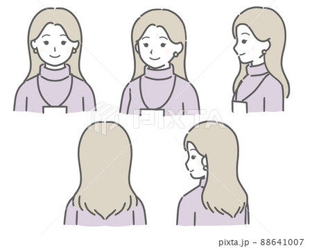 色々な向きの私服女性社員 88641007