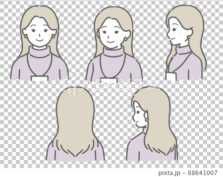 Female employees in plain clothes in various directions 88641007