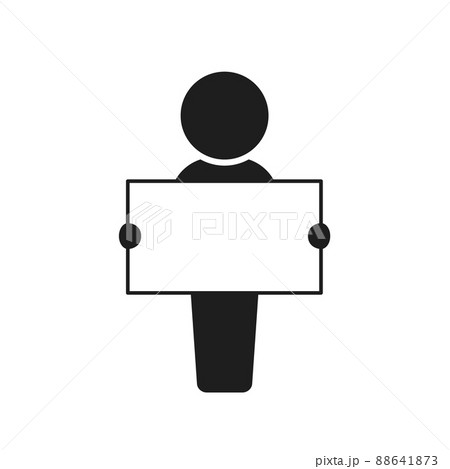何も書かれていない白い紙・パネルを持って立っている人のアイコン・ピクトグラム 88641873
