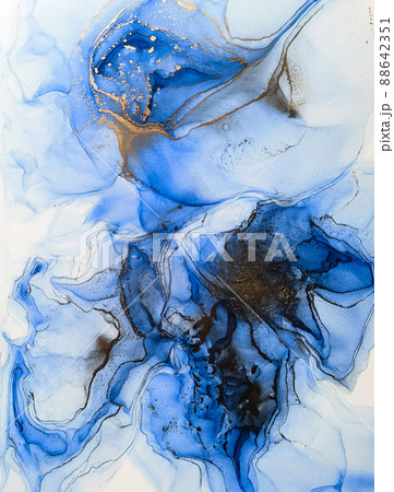 Abstract bright shiny color fluid background, hand drawn alcohol painting with golden streaks, liquid ink technique texture for backdrop design Abstract bright shiny color fluid background, hand drawn alcohol painting with golden streaks, liquid ink technique texture for backdrop design 88642351
