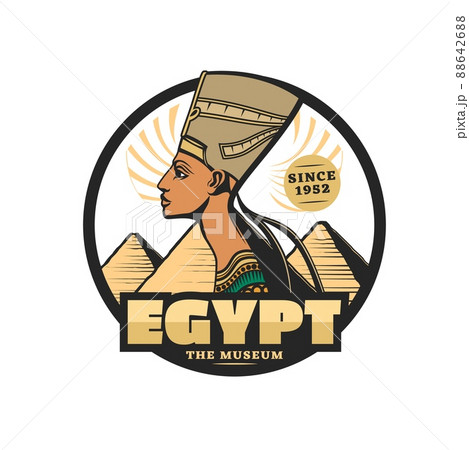 Egyptian museum icon, Egypt travel and culture...のイラスト素材