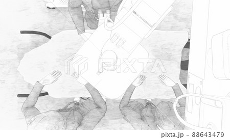 病院　手術室　人あり　イラスト　CG 88643479
