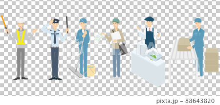 現場作業系の様々な職種のアルバイト、正社員の募集用シニア男性のセット 88643820