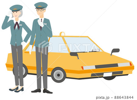 タクシーの運転手に転職をしたシニアの男女 88643844
