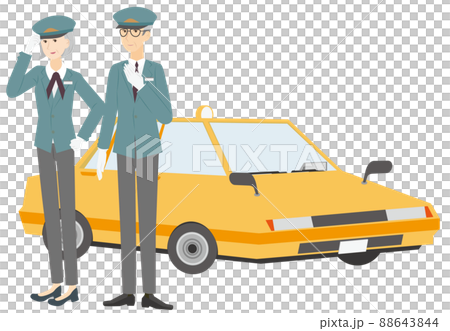 タクシーの運転手に転職をしたシニアの男女 88643844