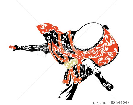 エイサーのシルエット 沖縄の伝統芸能のイラスト素材