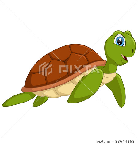 Cute Sea Turtle Cartoon On White Backgroundのイラスト素材