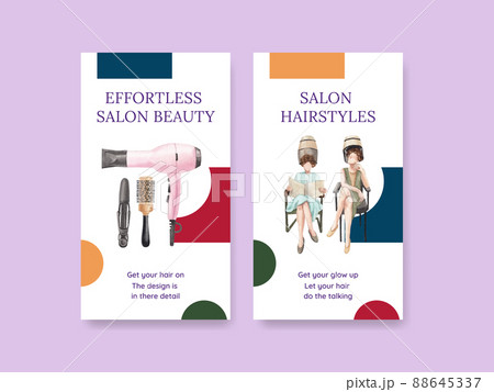 Instagram template with salon hair beauty concept,watercolor style Instagram template with salon hair beauty concept,watercolor style 88645337