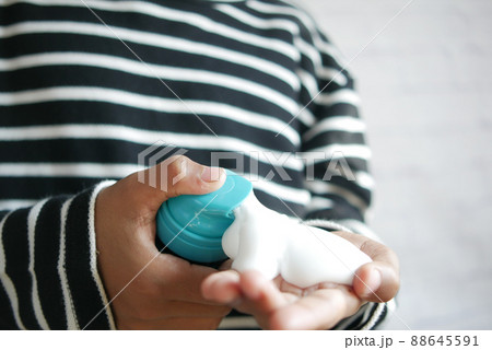 top view of shaving foam on hand top view of shaving foam on hand 88645591