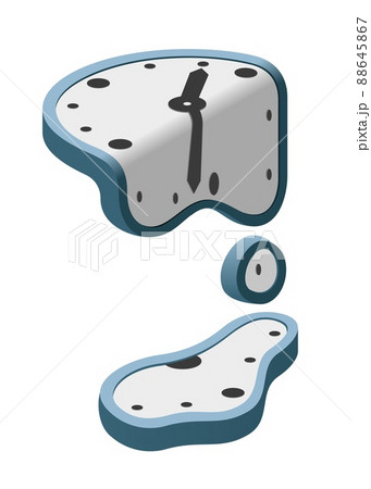 Surrealistic clock melting and dripping forming puddle 88645867
