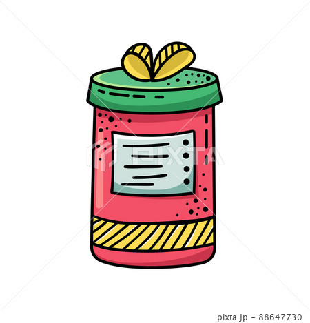 Doodle illustrations of beautiful gift boxes. A gift packed in a beautiful box with a ribbon. 88647730