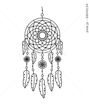 Vector illustration of dreamcatcher in boho style. Mystery interior Vector illustration of dreamcatcher in boho style. Mystery interior 88648194