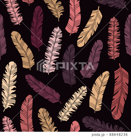 Vector seamless pattern in boho style with feathers in the simple style. 88648236