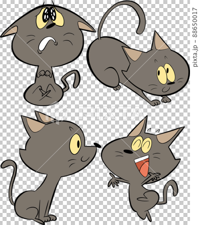 Black cat facial expression set 88650017