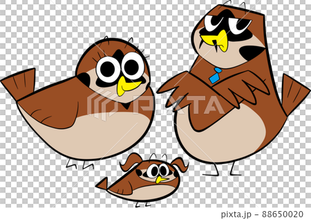 爸爸、媽媽和孩子的麻雀家庭 88650020