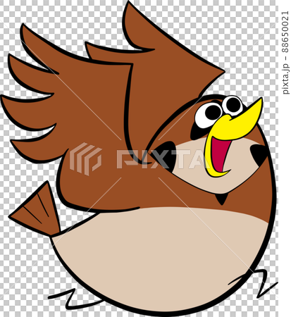 一隻快樂的麻雀,它的翅膀張開,它的嘴巴張開 一隻快樂的麻雀,它的翅膀張開,它的嘴巴張開 88650021