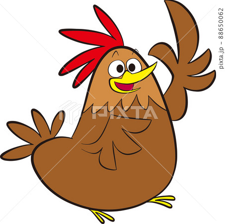 片手を上げているニワトリのオス 88650062