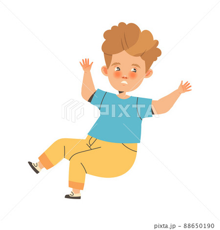 Noisy Little Boy with Raised Hands Claiming Attention Vector Illustration 88650190
