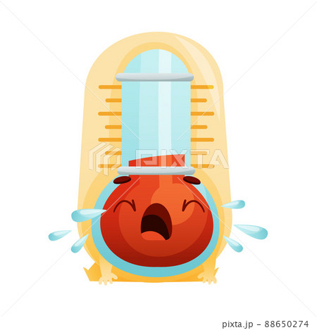 Cartoon Thermometer Character Crying Out Loud Shedding Tears Vector Illustration. Cartoon Thermometer Character Crying Out Loud Shedding Tears Vector Illustration. 88650274