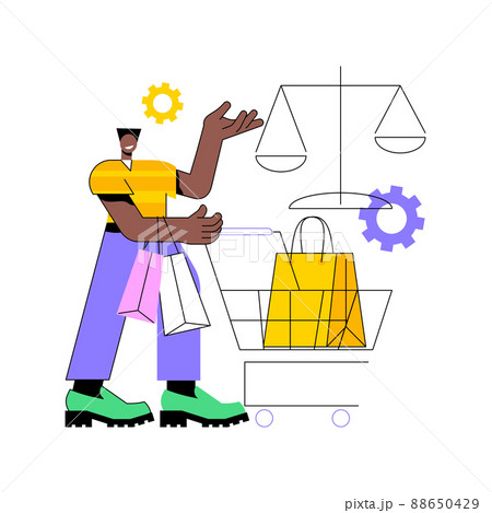 Consumer law abstract concept vector illustration. Consumer litigation, legal protection service, law firm, judicial agreement, replacement of faulty product, buyer rights abstract metaphor. 88650429