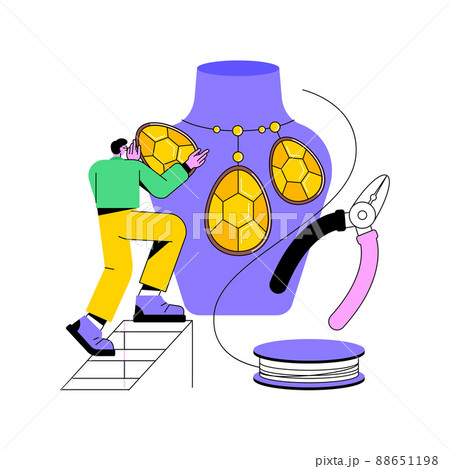 Handmade Jewelry abstract concept vector illustration. Self-made jewelry, designer startup, handmade product, book online, handcrafted, buying artisan goods, custom order abstract metaphor. 88651198