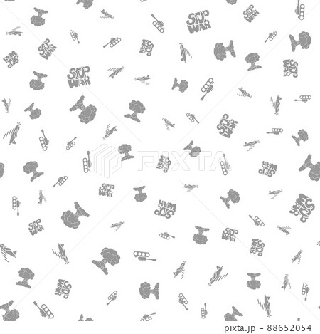 STOP WAR - vector seamless pattern of inscription doodle handwritten on theme of world peace. Anti-war background 88652054