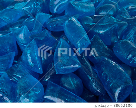 blue homemade hard candy as background, pastry, copy space, greeting card, postcard, banner, cover, mockup, for your design, horizontal 88652100
