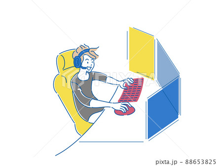 オンラインゲームをする人物　eスポーツ　イラスト 88653825