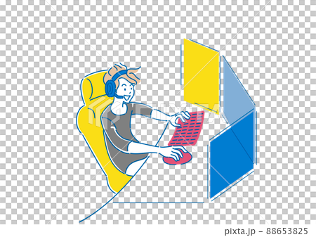 オンラインゲームをする人物　eスポーツ　イラスト 88653825
