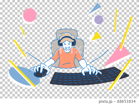一個人玩在線遊戲電子競技的插圖 一個人玩在線遊戲電子競技的插圖 88653834