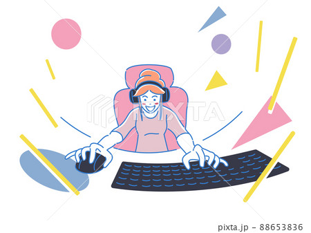 オンラインゲームをする人物　eスポーツ　イラスト 88653836