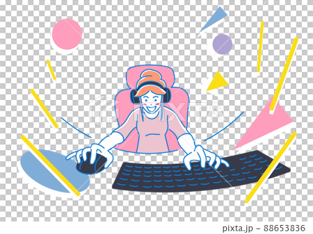 オンラインゲームをする人物　eスポーツ　イラスト 88653836