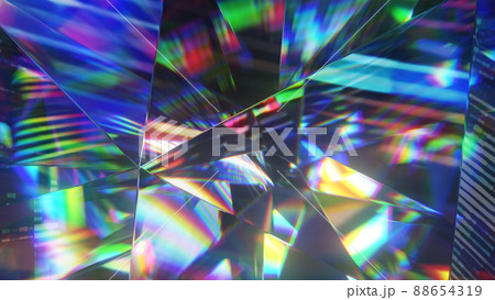 Diamond facets abstract diffraction background 3D render Diamond facets abstract diffraction background 3D render 88654319