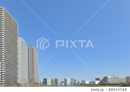 東京都隅田川テラスの風景 東京都隅田川テラスの風景 88654589