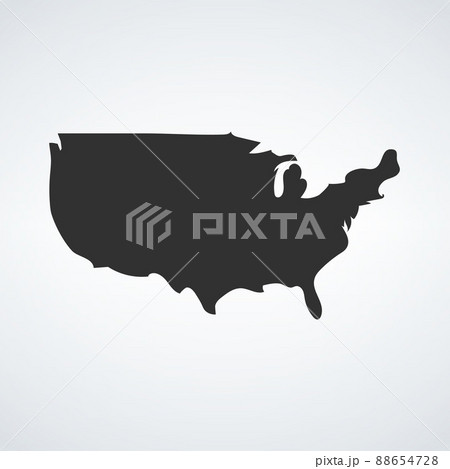 Map of the USA in black color. Country of America vector symbol. Stock vector illustration isolated on white background. Map of the USA in black color. Country of America vector symbol. Stock vector illustration isolated on white background. 88654728