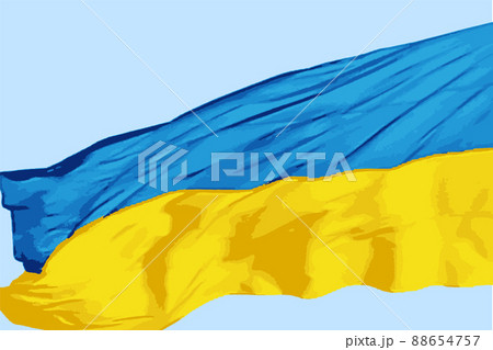 Flag of Ukraine on the blue sky. 88654757