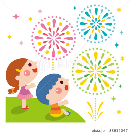 花火を観る子どもたち 88655047