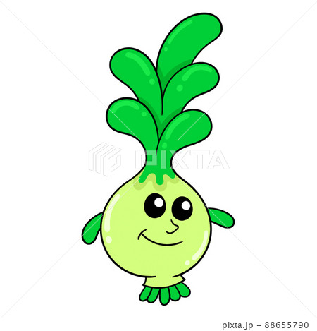 fresh green lettuce vegetables happy face, doodle icon image kawaii 88655790