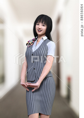 制服姿のビジネスウーマンがオフィスの廊下を笑顔で歩く 制服姿のビジネスウーマンがオフィスの廊下を笑顔で歩く 88656064