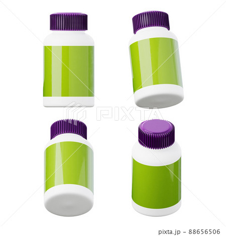 Pharmaceutical plastic pill jar 3D render icon. Medical marijuana CBD oil products pack concept 88656506
