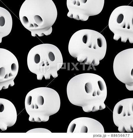Skull in cartoon style high quality 3D render seamless pattern. Halloween spooky textile or Skull in cartoon style high quality 3D render seamless pattern. Halloween spooky textile or 88656677