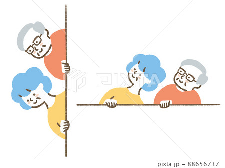 横から覗く高齢夫婦_色 88656737