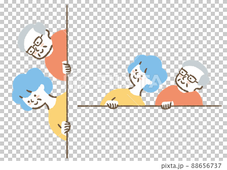 横から覗く高齢夫婦_色 88656737