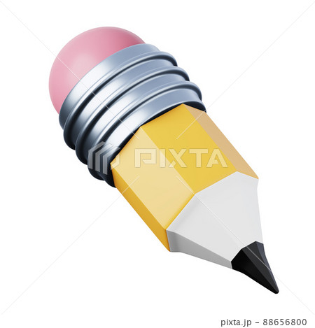Short yellow pencil with pink eraser high quality 3D render illustration icon. 88656800