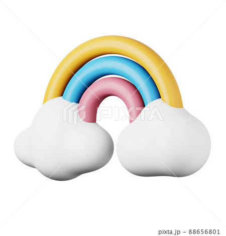 Cute kawaii rainbow high quality 3D render illustration icon. 88656801