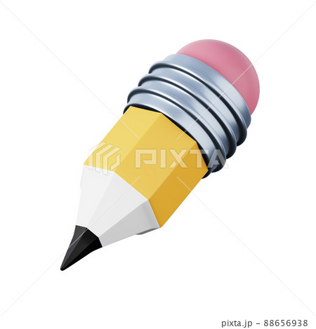 Short yellow pencil with pink eraser high quality 3D render illustration icon. Short yellow pencil with pink eraser high quality 3D render illustration icon. 88656938