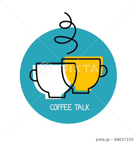 Coffee talk logo. Business meeting icon. Conversation over cup of tea symbol 88657350