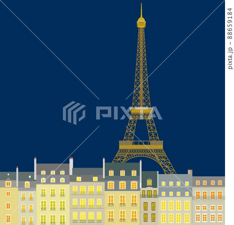 パリ　paris　エッフェル塔　tour　eiffel　夜景　街並み 88659184