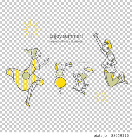 跳躍的家庭簡單而時尚的線條畫插圖 跳躍的家庭簡單而時尚的線條畫插圖 88659316